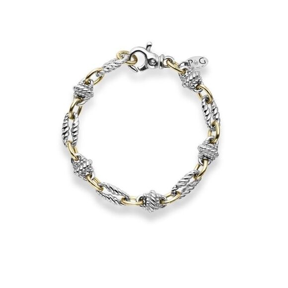 New  Phillip Gavriel STERLING SILVER & 18K GOLD VICTORIAN LINK BRACELET - Picture 1 of 8